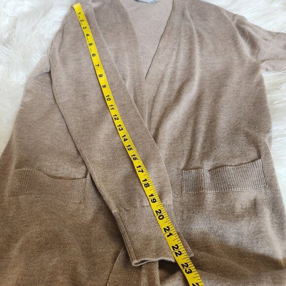 Luxury Premier Collection Small Tan Cashmere Wool Blend Open Cardigan Pockets - Picture 12 of 13